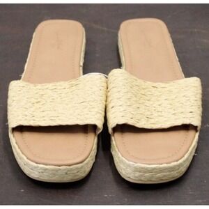 Universal‎ Thread Womens Straw Slide Platform Sandals Natural Size 9.5